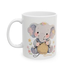 Elephant Knitting Mug: Crochet Animal Coffee Cup - Gift for Crafters