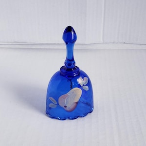 Vintage Fenton Cobalt Blue Glass Bell. Signed by Artist. Circa 1990&#39;s