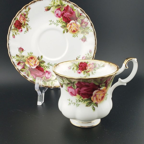 Vintage Royal Albert Old Country Roses Footed Cup and Saucer Set