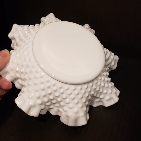 Vintage Fenton Milk Glass Hobnail Bonbon Dish No. 3716