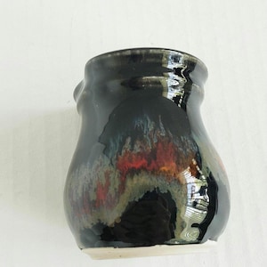 Vintage 3" Blue Heron Studio Pottery Drip Glaze Pitcher. Artist Signed.