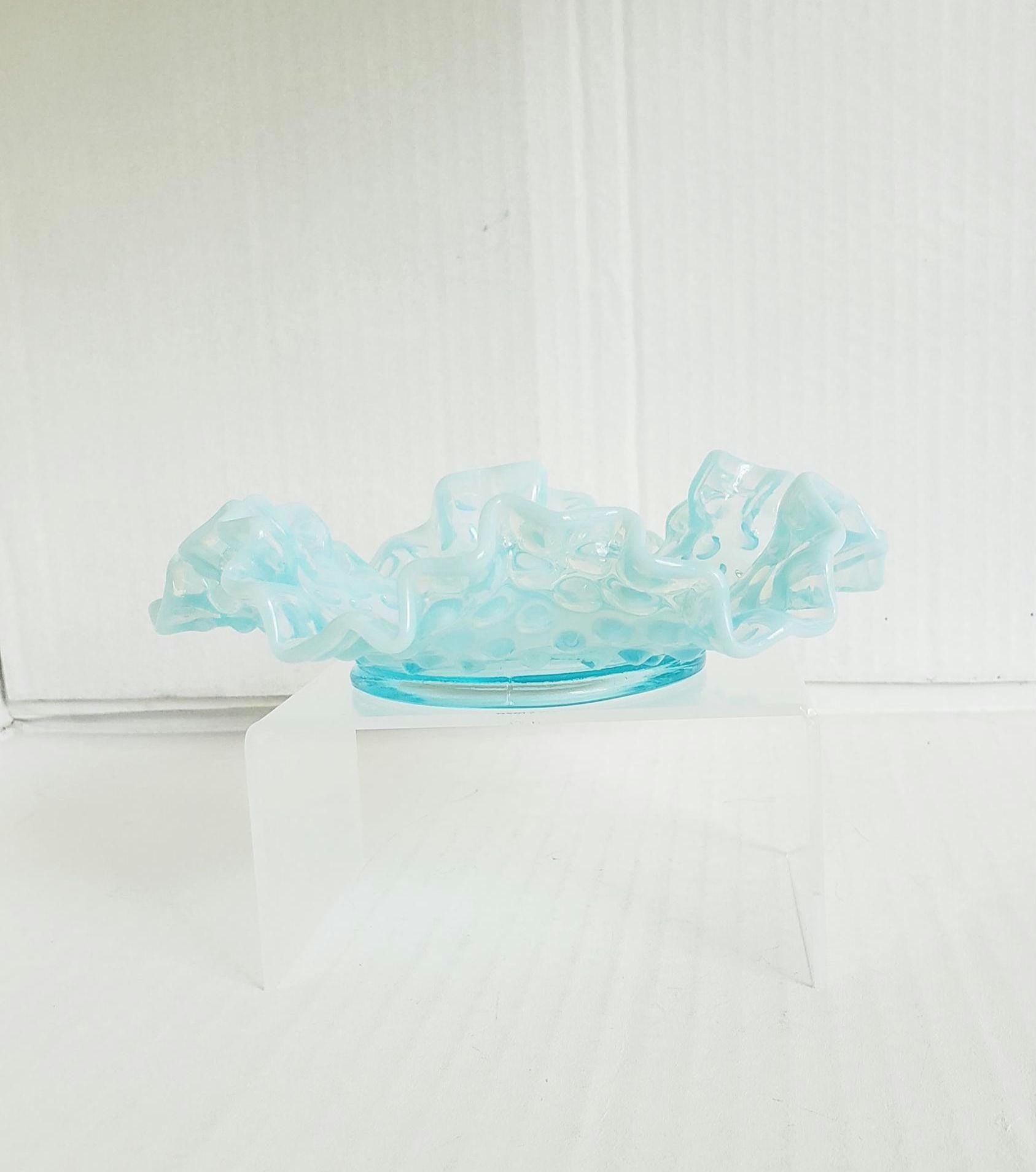 Vintage Fenton Blue Opalescent Hobnail 5.5