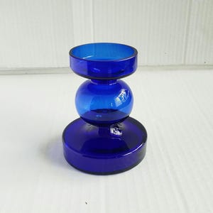 Vintage Alfred Taube Vohenstrauss Mid-century Cobalt Blue Glass Vase 4.25". Discontinued.
