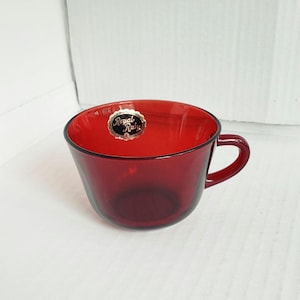 Vintage Anchor Hocking Royal Ruby Snack/Punch Cup 2-3/8&quot;. Original Label. Discontinued Pattern. Circa 1938-1940.