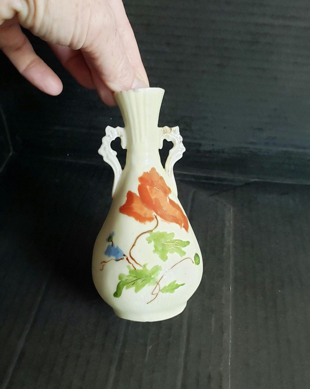 Vintage 5" Hand Painted Porcelain Bud Vase. Artist Signed. - Etsy