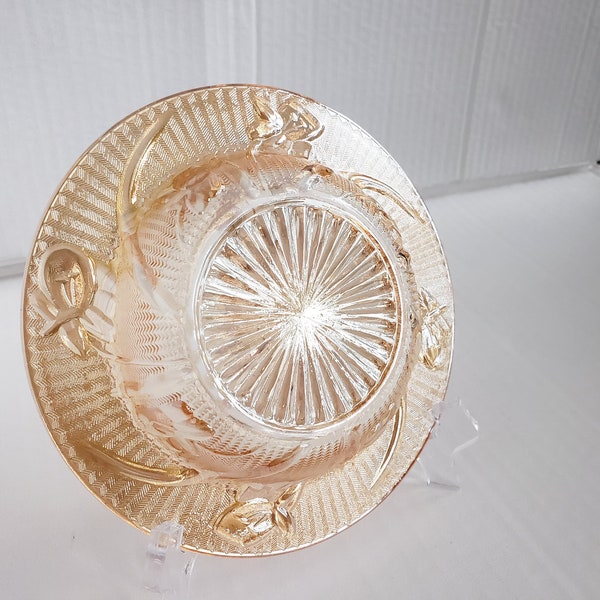 Vintage Jeanette Iris and Harringbone Carnival Glass Dish