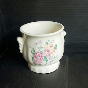 Vintage 4.5" Royal Copley Floral Porcealin Planter. Chipped Base.