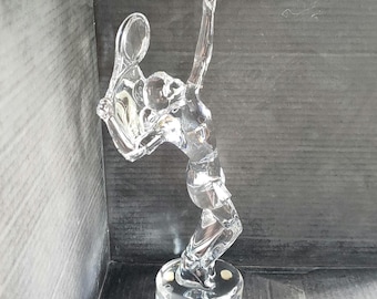 Vintage Baccarat Crystal Tennis Player Figurine (LADY) 12"x5.5". Retired Piece. Circa 1999.
