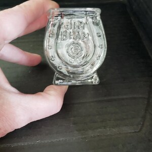 Vintage Jim Beam 2.5&quot; Glass Horseshoe Shaped Shot Glass/ Toothpick Holder. Circa 1996