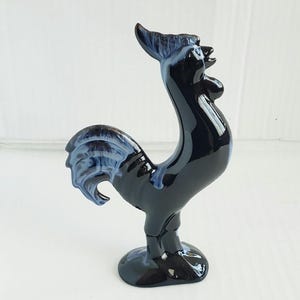 Vintage Huronia Pottery Glazed Rooster 6.5". Original Label.