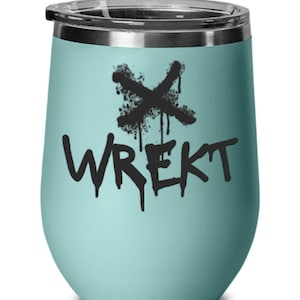 Black x Black wrekt Wine Glass With Sliding Lid, Stemless Stainless Steel Insulated Cup, 12oz Stemless Wine Glass, Champagne Tumbler
