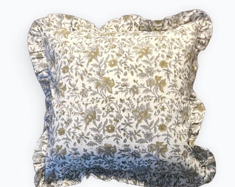 Handblock Printed Cotton Ruffled Pillow covers