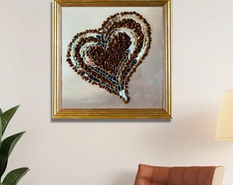 Mosaic Heart Painting Textured Wall Art Minimalist Epoxy Resin Art Bedroom Decoration