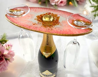 Porte-verres à vin en résine pour 2 verres, décoration de bar rose, cadeau d'anniversaire pour amis