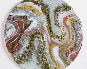 Modern Abstract Art Resin Art Picture Wall Picture Round Wall Pictures Living Room Epoxy Art Gold Gift Home Living Room Wall Decoration