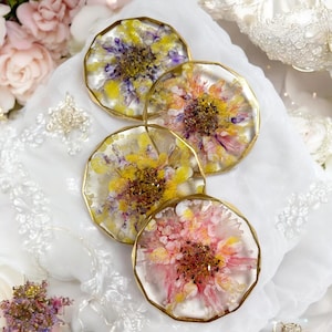 Untersetze Set abstrakt Epoxidharz Glasuntersetzer Coasters Blumen Tisch Untersetzer Hochzeit Dekoration Geburtstag Geschenk