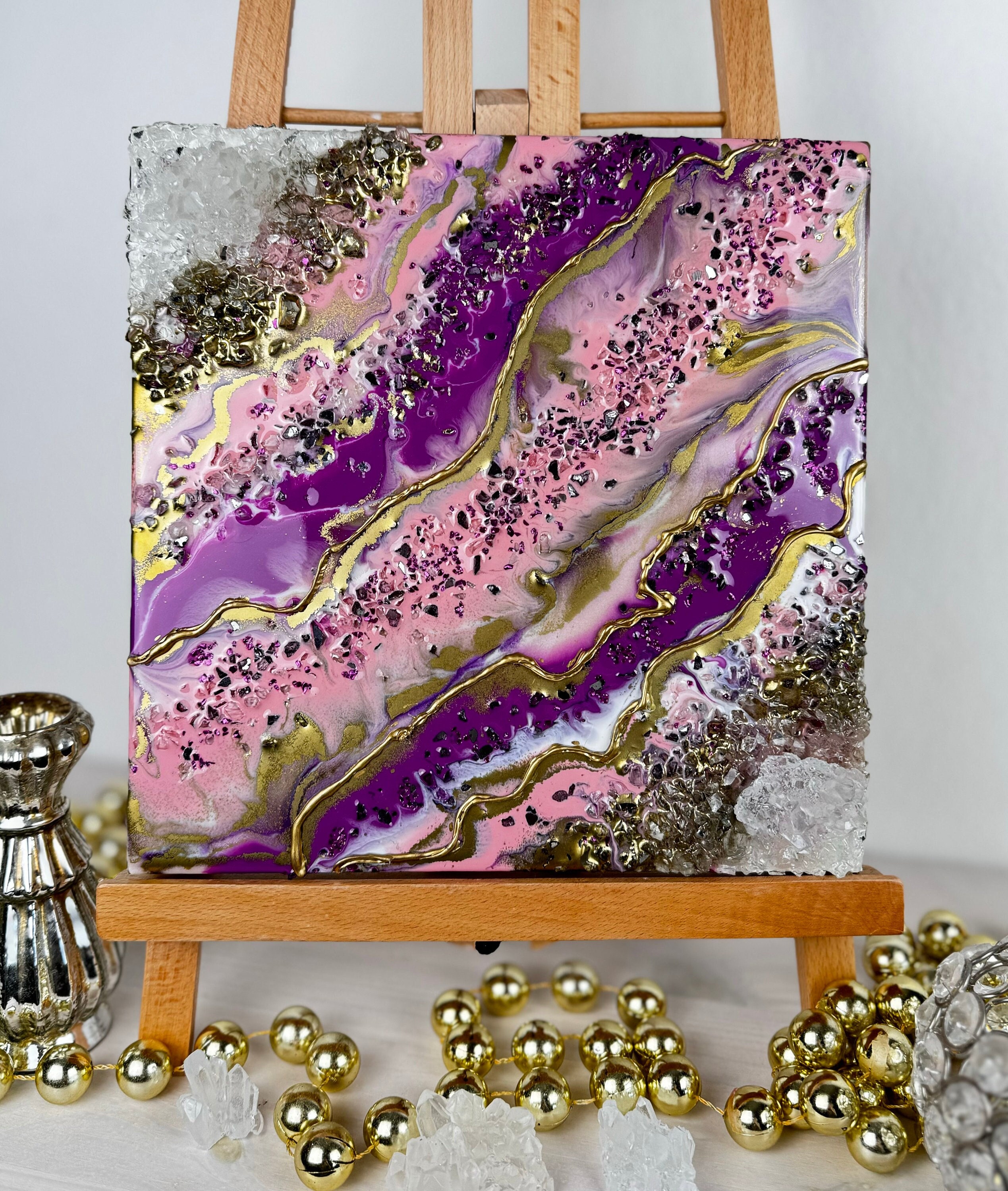 Epoxy Resin Pictures Boho Decoration Living Room 3d Wall Decoration Gifts for 30th Birthday Resin Art Wall Pictures Modern Resin Picture Purple