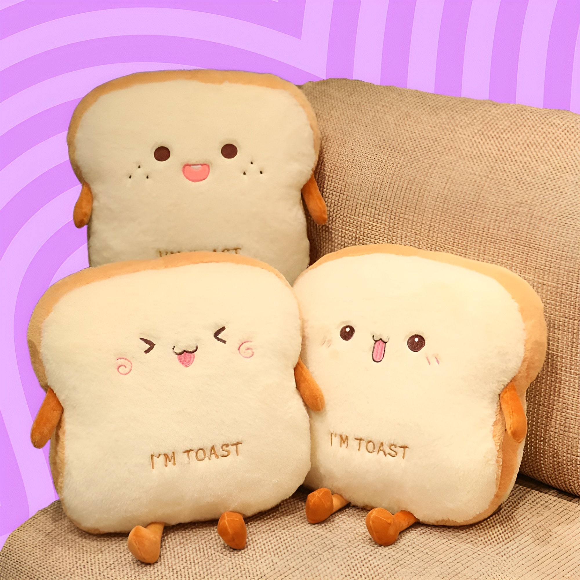Cute Cartoon Toast Lumber Support Pillow, Multifunctional Home