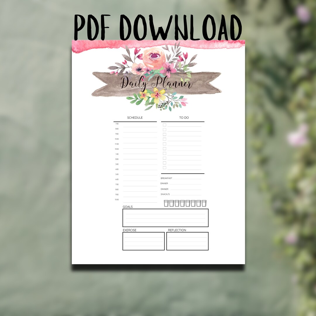 PRINTABLE DAILY PLANNER Printable Productivity Day Planner for Work ...