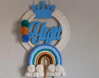 children's room,wall ornament,door ornament,macrame,macramé door ornament,macramé wall ornament,handmade,personalized,gift