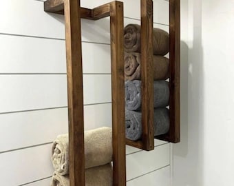 Rustic Wooden Towel Holder: Double Bath Decor (Set of 2)