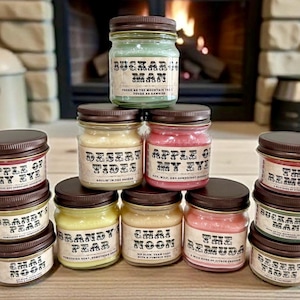 Western Mason Jar Candles, Rustic Candles, Cowboy/Western themed, Hand-Poured in Arizona, Coconut Apricot Soy Wax