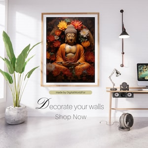 Buddha Wall Art, Boho Decor, Modern Boho Wall Art Prints, Vibrant Prints, Buddha, Yoga Poster, Printable Art, Asian Wall Art