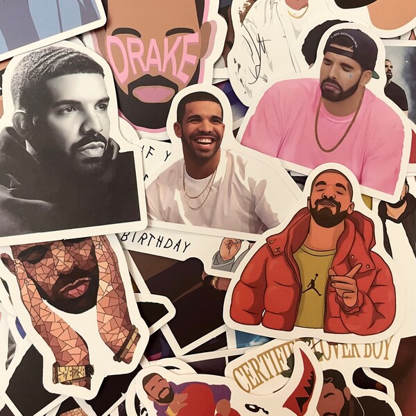 Drake Inspired Stickers - Set of 10/15/20 - Random Lot - Rapper decorations for water bottles, Stanley, laptop, kindle