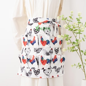 Embroidered Egg Gathering Apron: Farmhouse Rooster Design, Adult & Kids Sizes, Gift for Housewife, Farmhouse