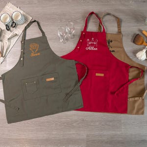 Personalized Canvas Apron, Custom Embroidered Chef Gift