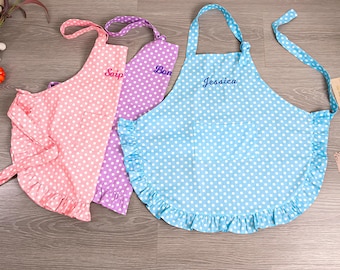 Personalized Kids Apron, Embroidered Cotton Baking Apron, Christmas Gift