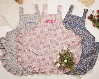 Custom Embroidered Floral Apron: Women's Cotton Blend Baking Apron