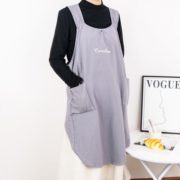 Cross Back Apron – Pale Pink