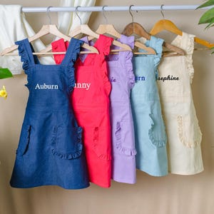 Customized Toddler Apron, Cooking Apron with Pockets, Embroidered Name Aprons for Kids, Child Aprons, Art Chef Gift for girls