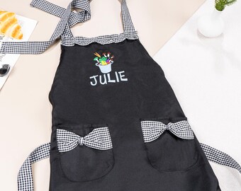 Personalized  Aprons for Women, Aprons Ruffled with Pockets, Cooking apron for women, Chef Embroidered Apron, Christmas Gifts