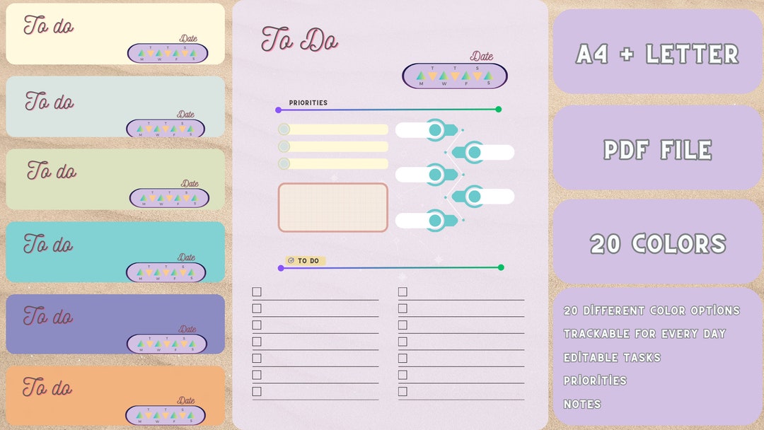 Digital to Do List Goodnotes Template, Dark Mode to Do List Page