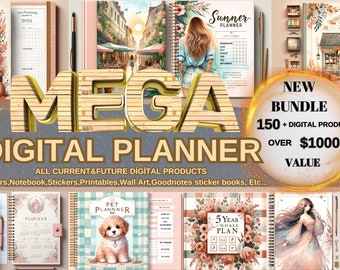2025 Digital Planner Bundle: Stickers, Budget, Fitness, Meal Planning (GoodNotes)