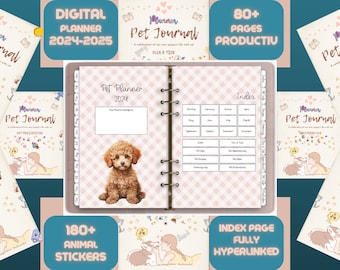 Digital Pet Planner: GoodNotes Compatible, 150+ Stickers (PDF Download)