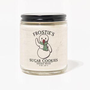 Frostie&#39;s Sugar Cookie Scented Candle | Christmas Candle | Soy Wax Holiday Candle | Sugar Cookie Candle | Frostie the Snowman