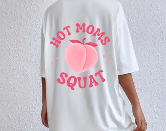 Hot Moms Squat Hoodie Lustige Mütter Tag Shirt Badass Mom Pullover Geschenk für Mama Hot Moms Club Gym Workout Fitness Mama Rundhalsausschnitt Muskel Mama