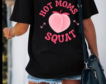Hot Moms Squat Hoodie, lustiges Muttertags-Shirt, Badass Mom Pullover, Geschenk für Mama, Hot Moms Club, Fitnessstudio, Workout, Fitness, Mama, Rundhalsausschnitt, Muskel-Mama
