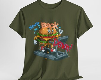 Get Moving: Treadmill Hamburger Unisex T-Shirt Gym Foodie, Funny Workout Tee, Quirky TShirt, Diet Humor, Fitness Apparel,Fast Food Fitness