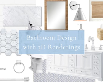 Custom Bathroom Design with 3D Rendering + Floor Plan
