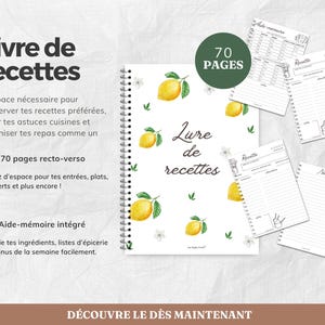 Recipe Book – 70 Double-Sided Pages, Note Space & Memory Helper, Practical Cooking Journal, Foodie Gift - French Version
