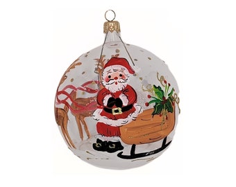 Hand-painted Santa with Snow Christmas ornament