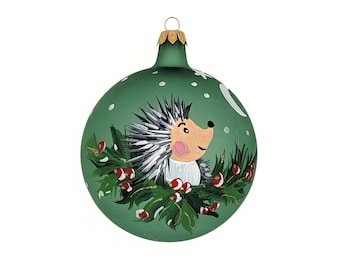 Hand-painted Hedgehog Christmas ornament