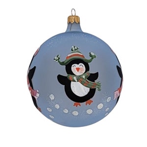 Hand-painted Penguins Christmas ornament