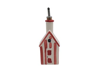 Hand Crafted Italian Ceramic Olive Oil Dispenser, House Shaped