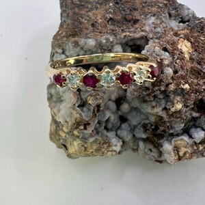14K Yellow Gold Ladies Band | Ruby and Diamond Ring | Stacking Ring | July Birthstone | Handmade Ruby and Diamond Ring | Delicate Band
