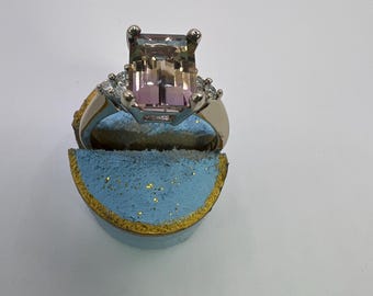 14K White Gold Ladies Ring | Genuine Ametrine Ring | Ametrine Ring | Emerald Cut Ametrine | Genuine Diamonds | Ametrine and Diamond Ring